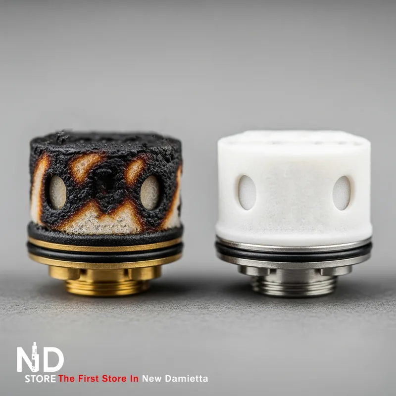 burnt vape coil ND Store Burnt vape coil compared to a clean new coil - ND Store - أفضل فيب ستور في دمياط