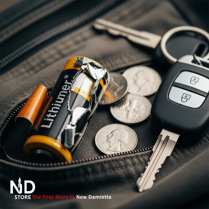 common vape battery mistakes ND Store Common vape battery mistakes like carrying batteries with coins or keys causing safety risks - ND Store - أفضل فيب ستور في دمياط