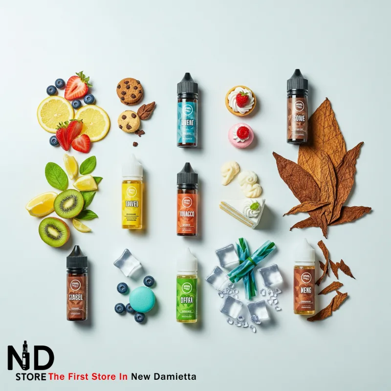 vape flavors categories ND Store التصنيفات الأساسية لأنواع الليكود: فواكه، تبغ، حلويات، منتول - ND Store - أفضل فيب ستور في دمياط