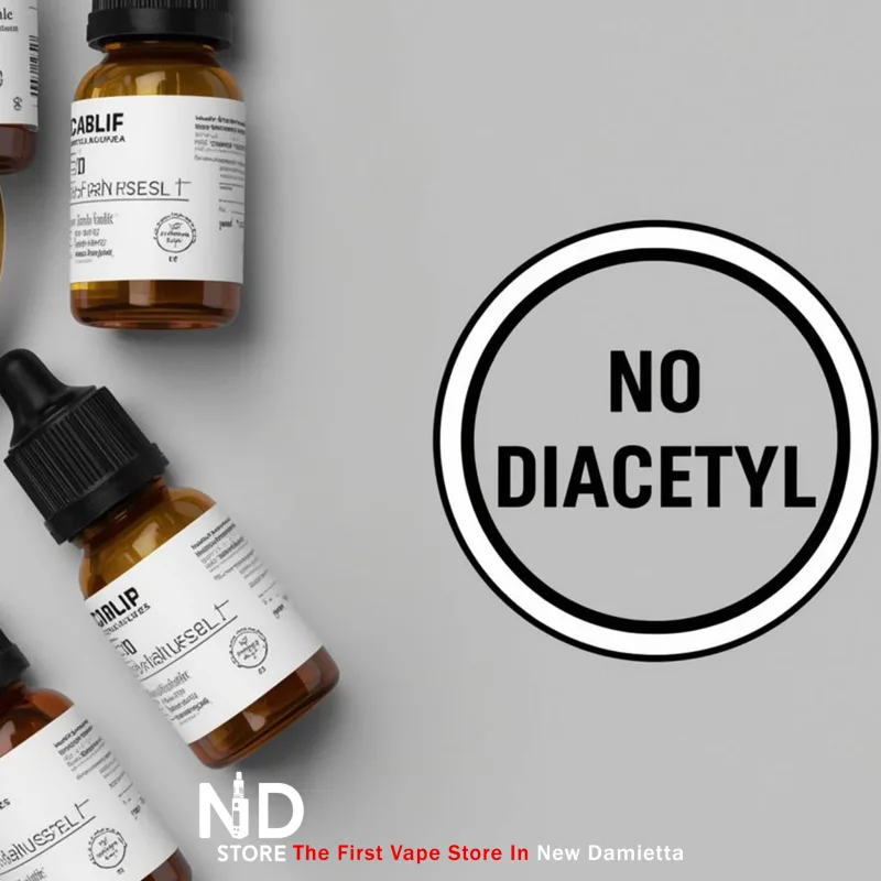 no diacetyl badge سوائل فيب خالية من مادة ثنائي الأسيتيل (Diacetyl) - ND Store - أفضل فيب ستور في دمياط