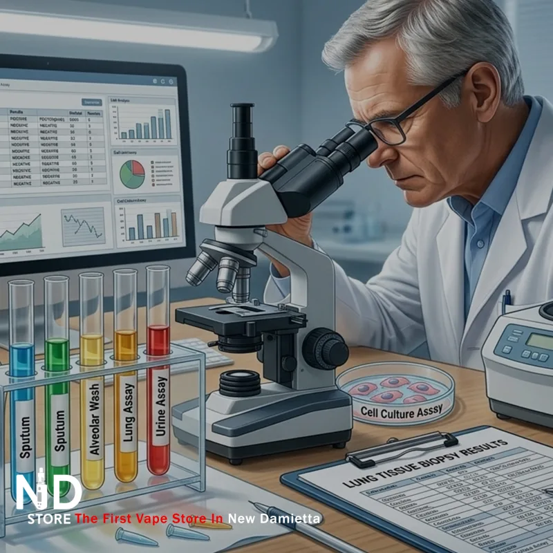 Nicotine laboratory testing concept تحليل النيكوتين في المختبر وفحص العينات الطبية